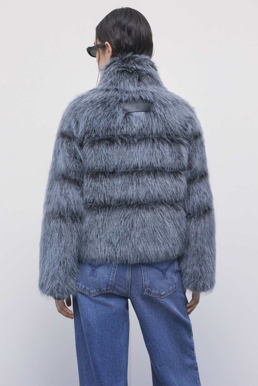 Kurze flauschige Jacke, Blau, Patrizia Pepe