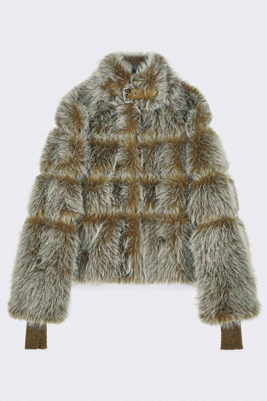 Kurze flauschige Jacke, Gr&uuml;n, Patrizia Pepe
