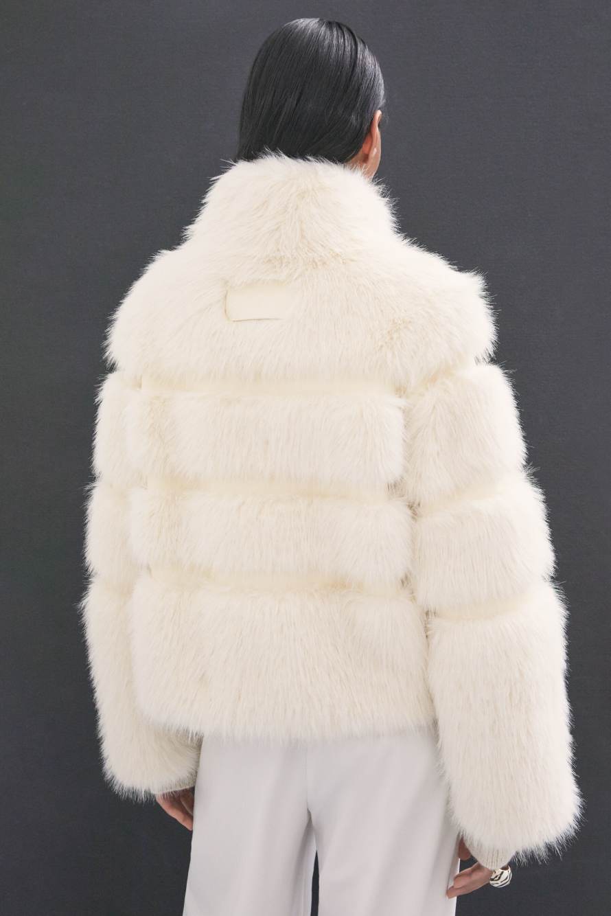 Kurze flauschige Jacke, Wei&szlig;, Patrizia Pepe