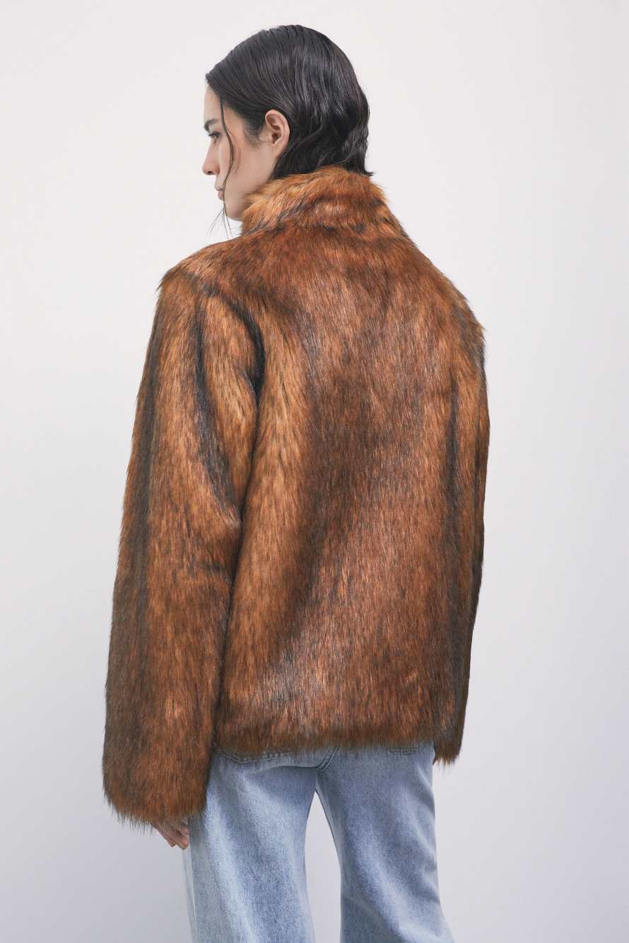 Short fluffy jacket, Brown, Patrizia Pepe