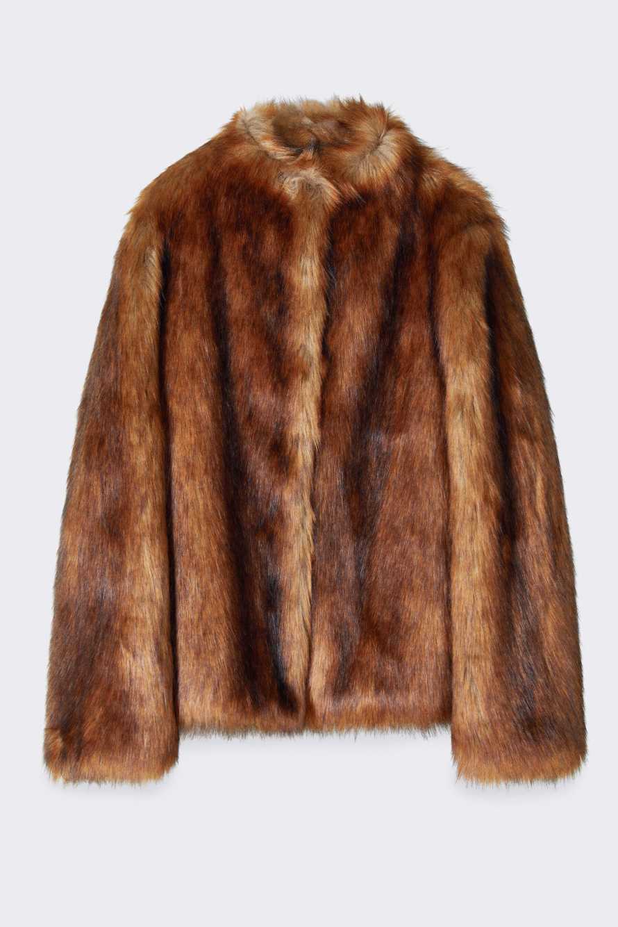 Short fluffy jacket, Brown, Patrizia Pepe