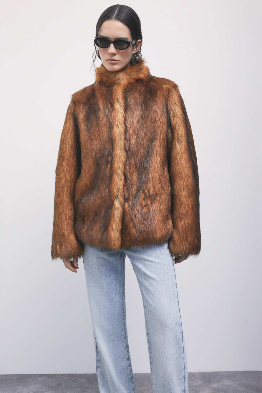 Short fluffy jacket, Brown, Patrizia Pepe