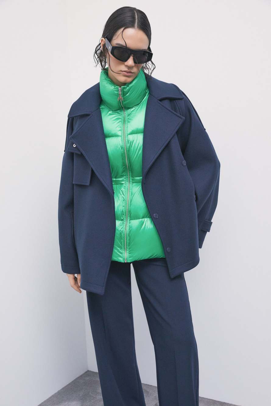 2-in-1-Mantel aus Woll-Kaschmir-Mix, Blau/Gr&uuml;n, Patrizia Pepe