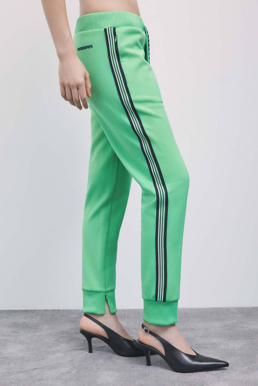Pantal&oacute;n jogger con detalles laterales, Verde
