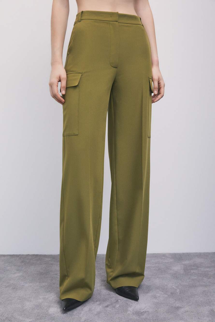 Pantal&oacute;n palazzo cargo, Verde