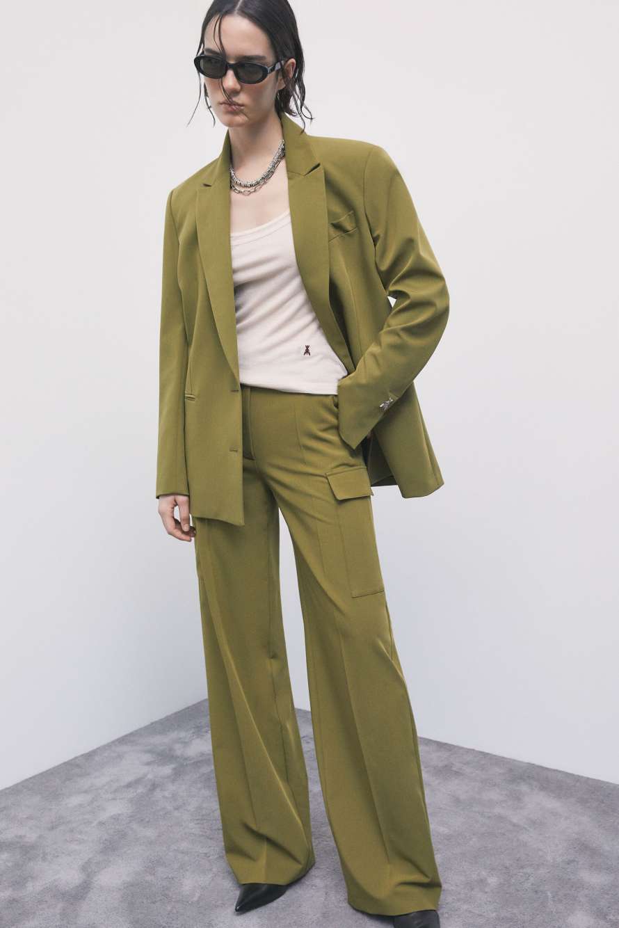 Pantal&oacute;n palazzo cargo, Verde