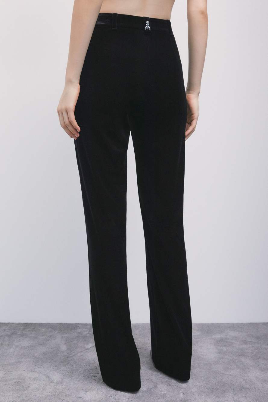 Pantalon droit en velours stretch, Noir, Patrizia Pepe