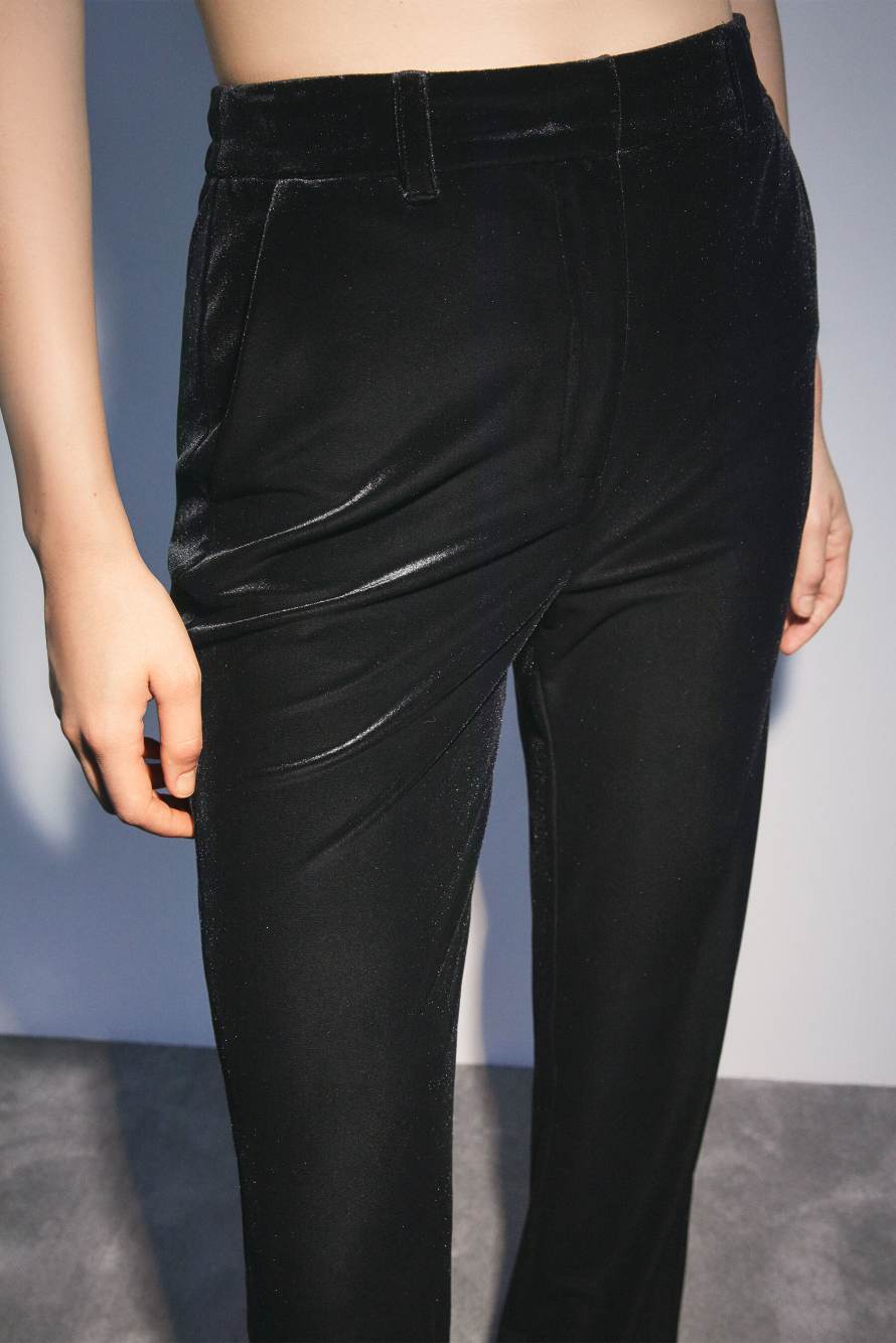 Pantalon droit en velours stretch, Noir, Patrizia Pepe