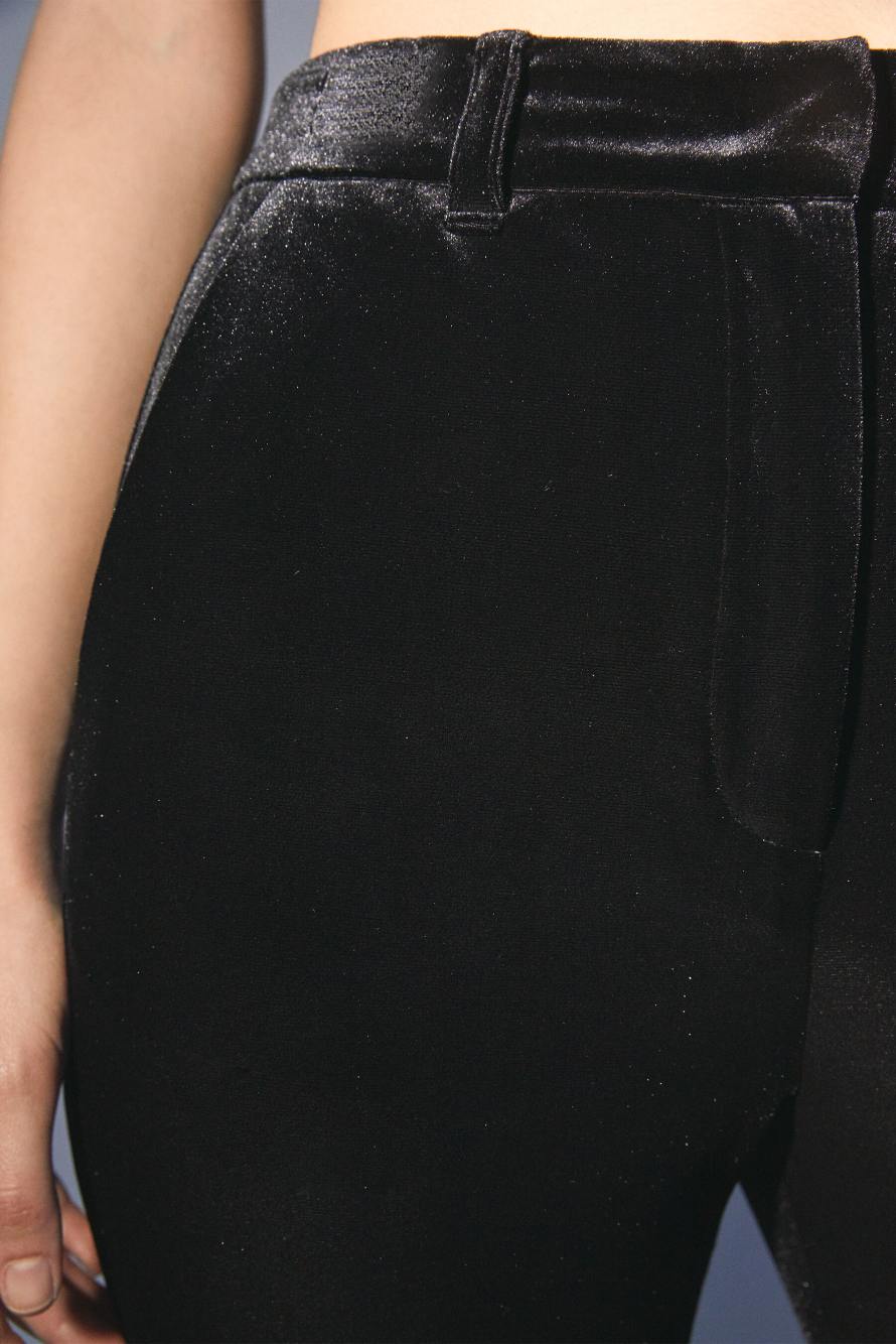 Pantalon droit en velours stretch, Noir, Patrizia Pepe