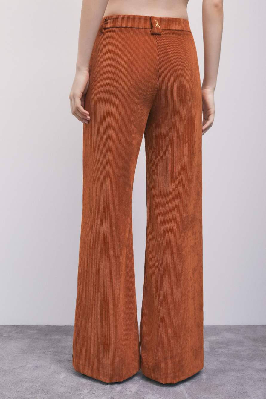 Low-rise fine-corduroy palazzo trousers, Dark orange, Patrizia Pepe