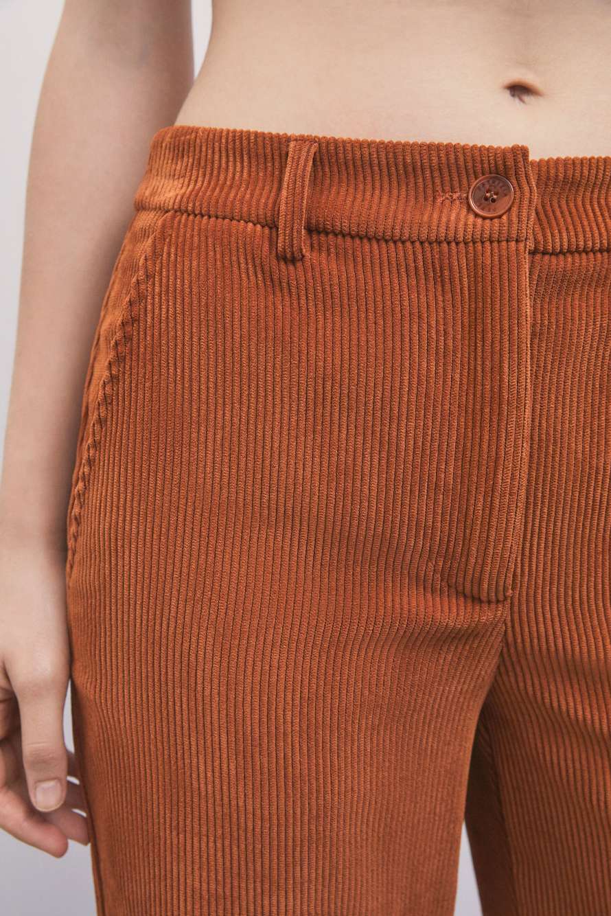 Low-rise fine-corduroy palazzo trousers, Dark orange, Patrizia Pepe