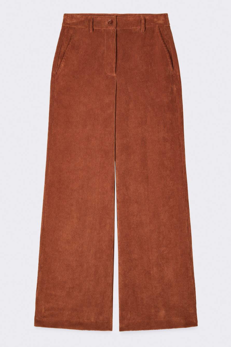 Low-rise fine-corduroy palazzo trousers, Dark orange, Patrizia Pepe
