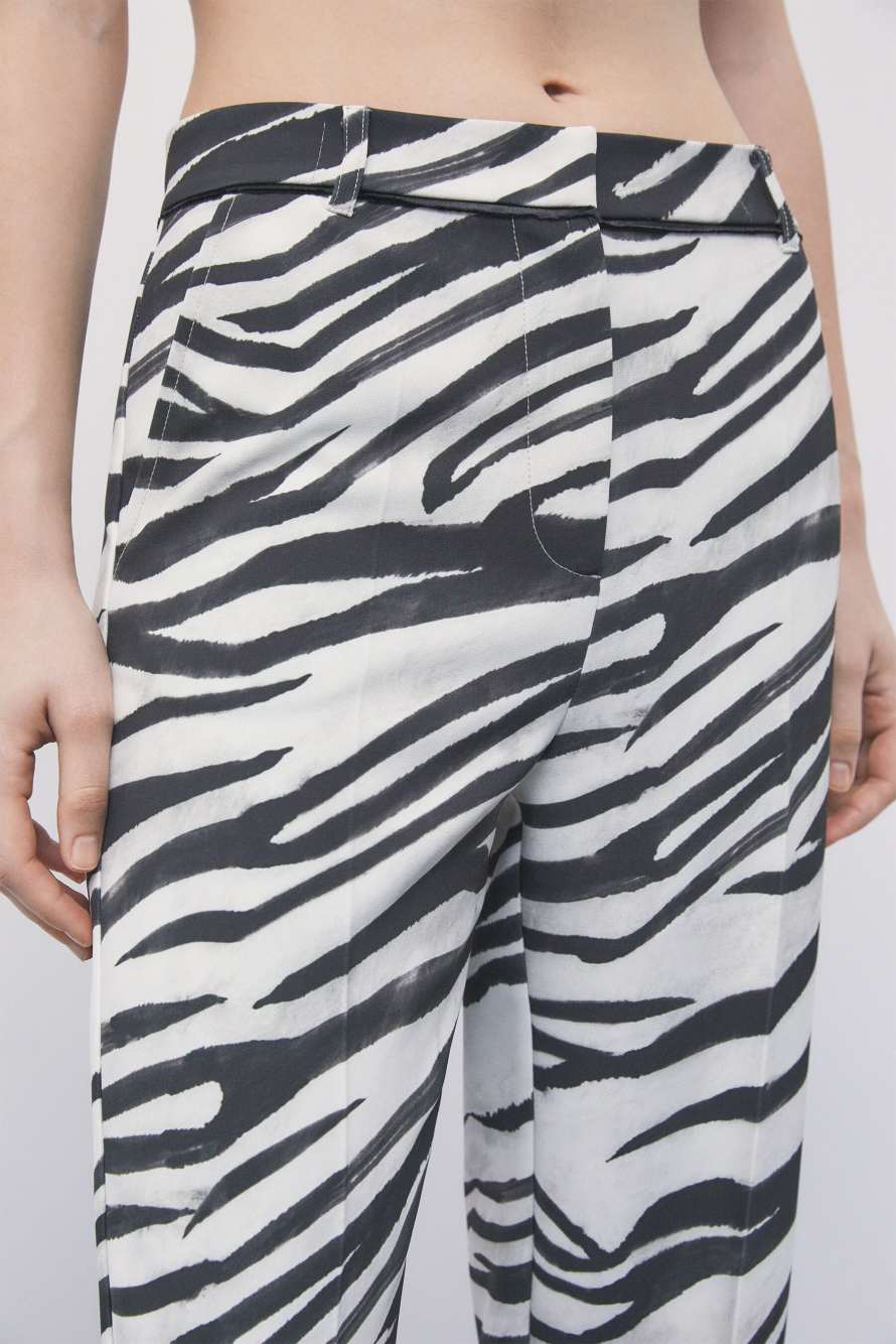 Zebra-print twill trousers, Abstract Fantasy, Patrizia Pepe