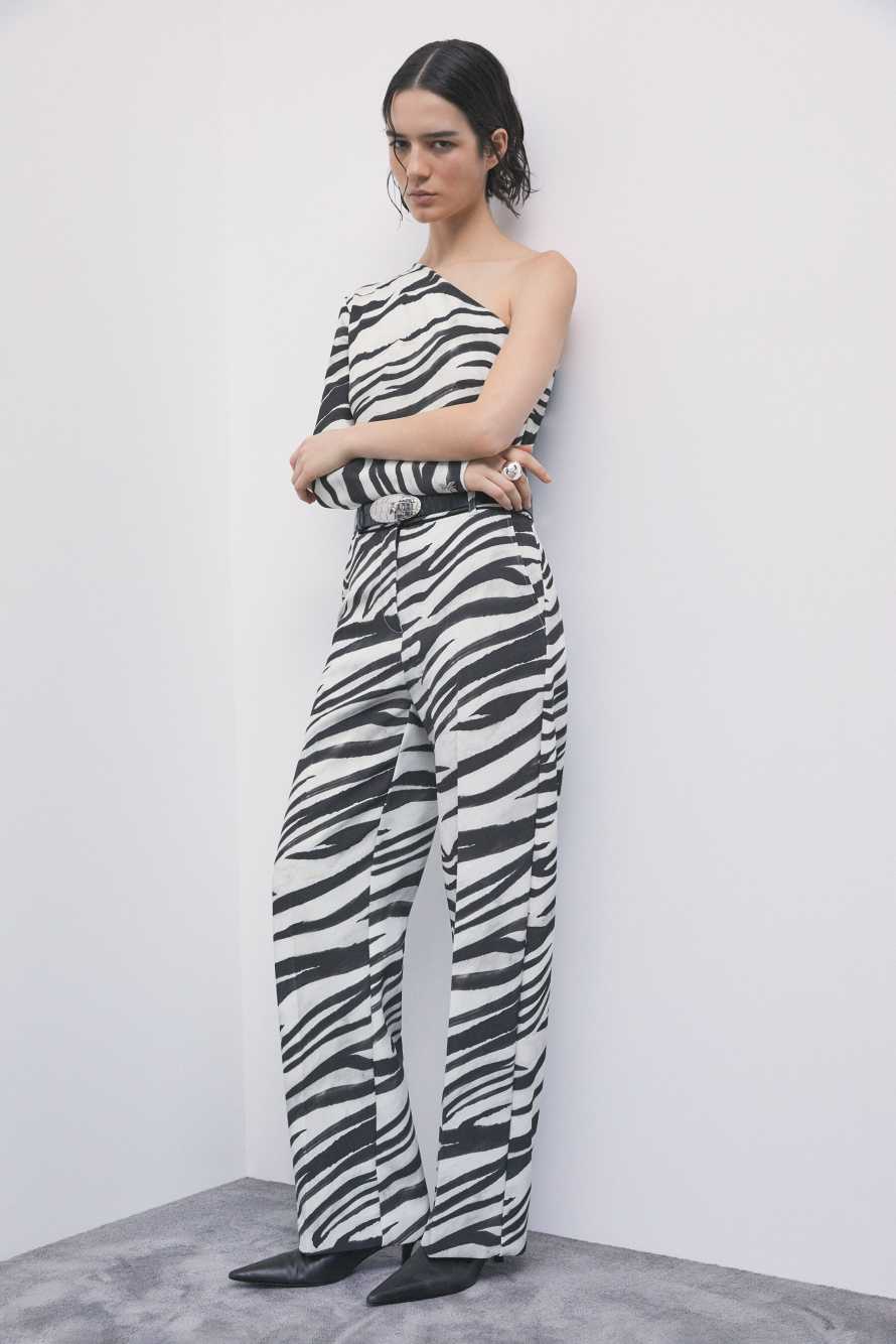 Zebra-print twill trousers, Abstract Fantasy, Patrizia Pepe