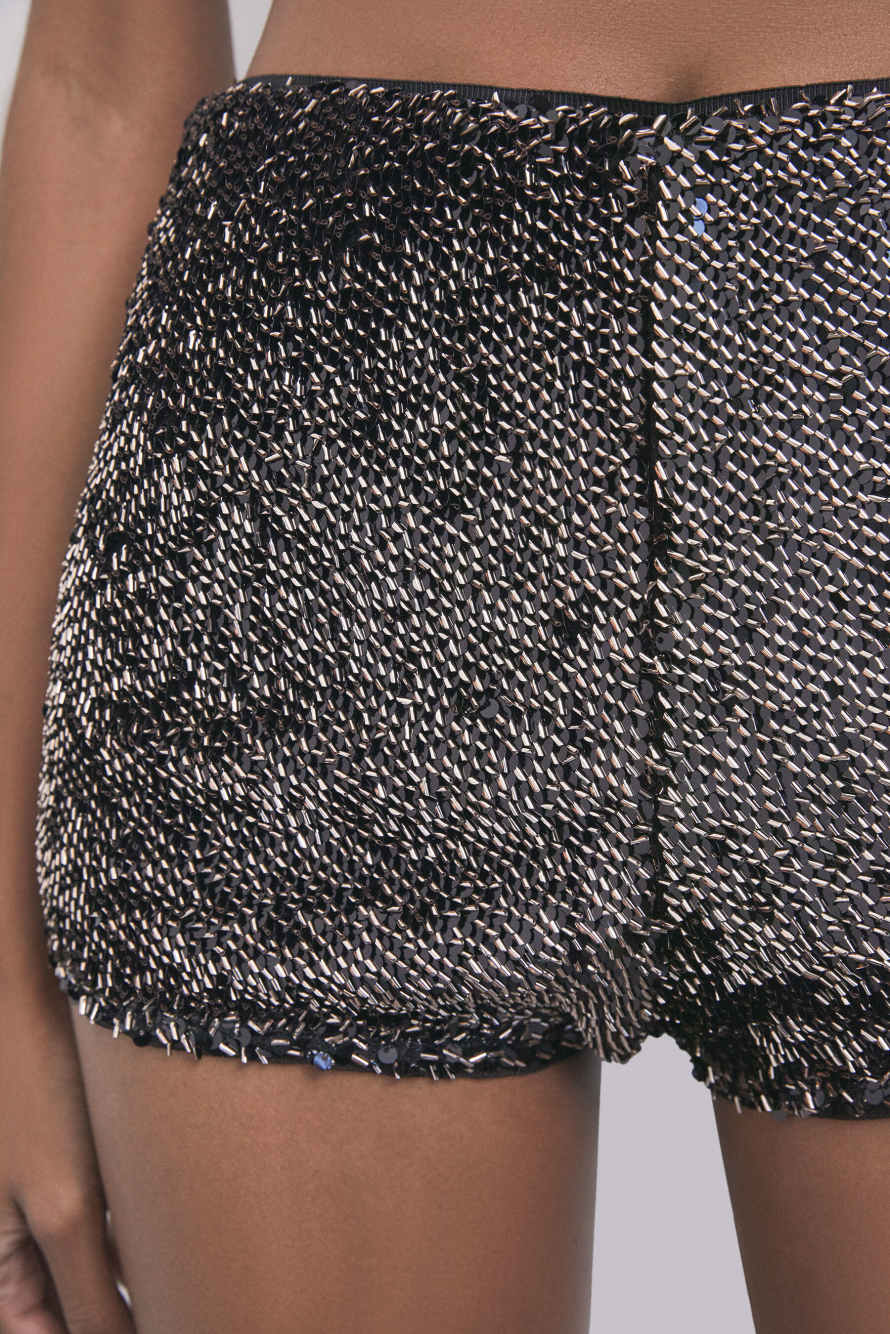 Shorts con lentejuelas, Negro