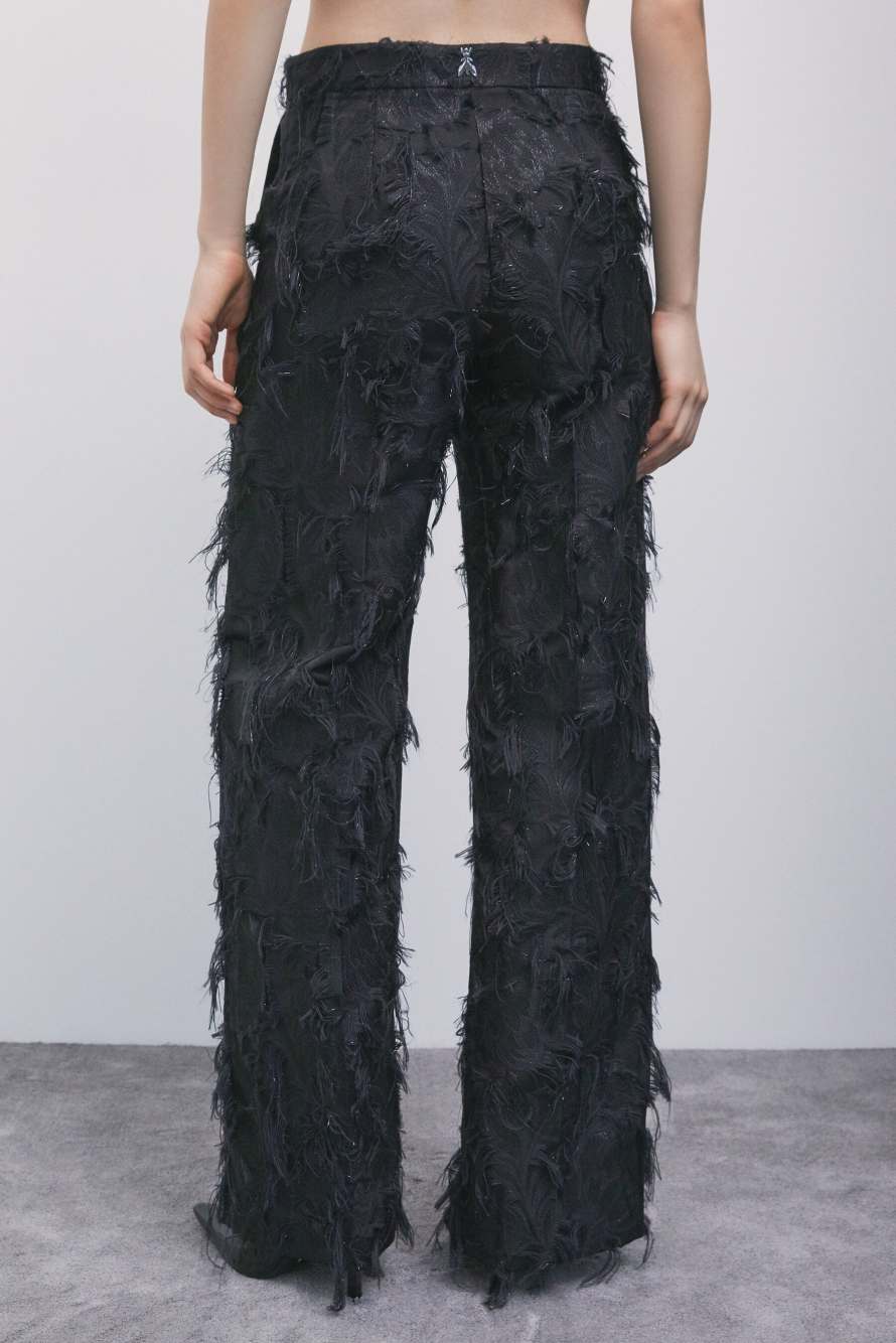 Pantal&oacute;n recto de jacquard fil coup&eacute;, Negro