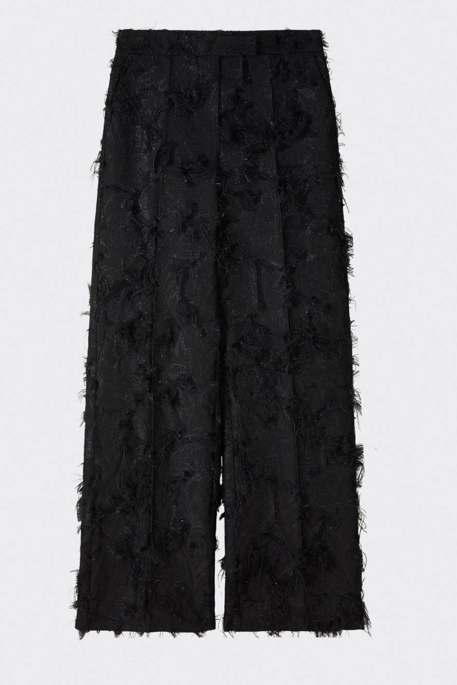 Pantal&oacute;n recto de jacquard fil coup&eacute;, Negro