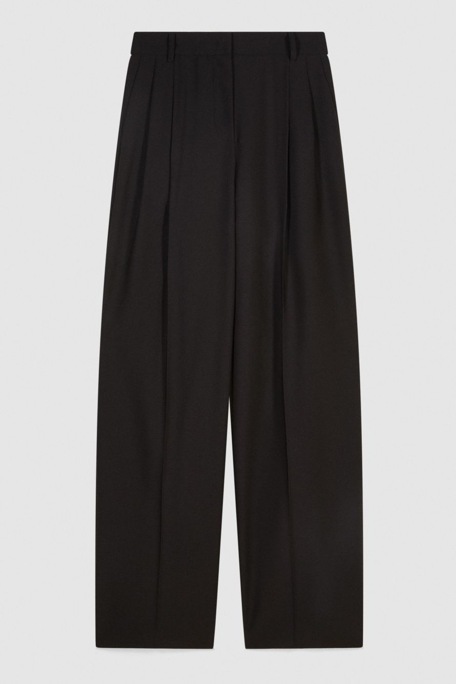 Pantal&oacute;n fluido de gabardina, Negro