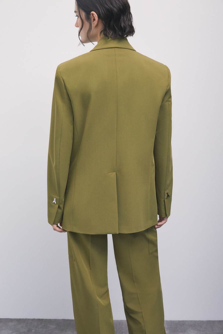 Oversizer zweireihiger Gabardine-Blazer, Gr&uuml;n, Patrizia Pepe