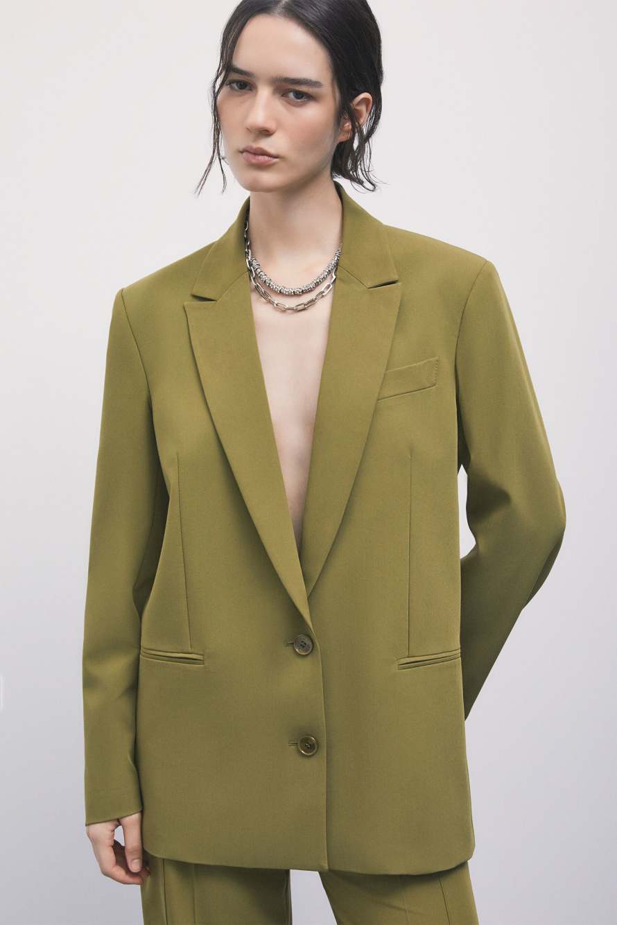 Oversizer zweireihiger Gabardine-Blazer, Gr&uuml;n, Patrizia Pepe