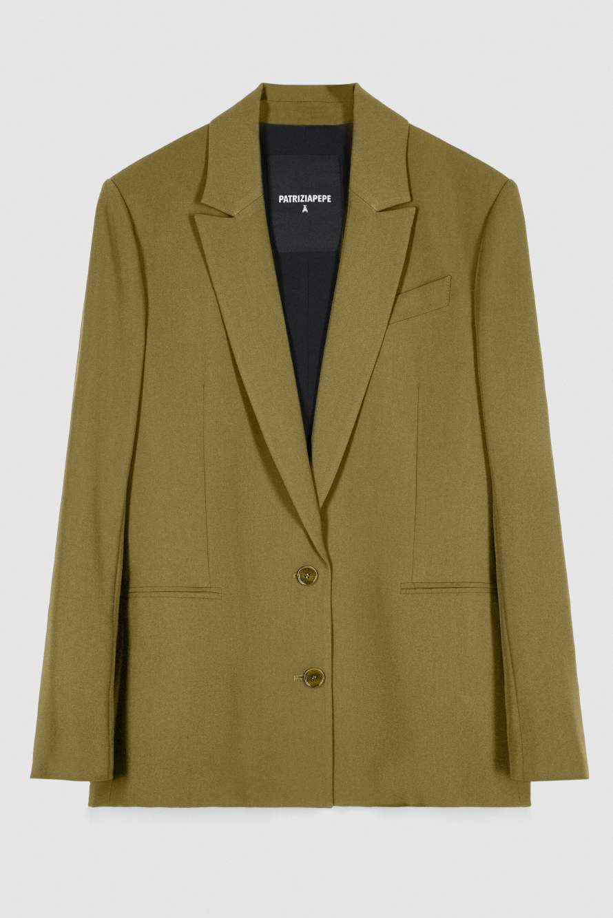 Oversizer zweireihiger Gabardine-Blazer, Gr&uuml;n, Patrizia Pepe