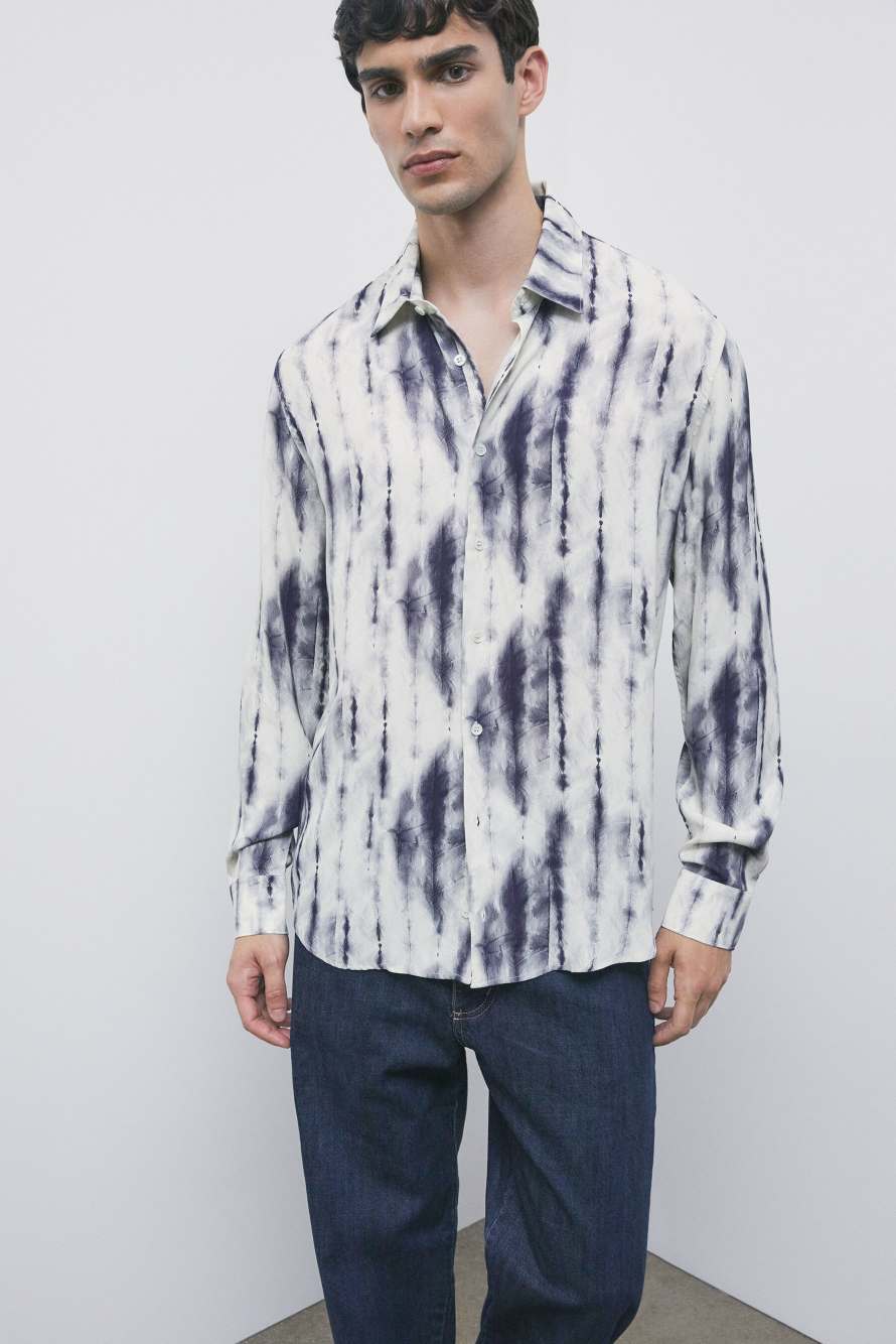 Flowing shirt with graphic viscose print, Abstract Fantasy, Patrizia Pepe