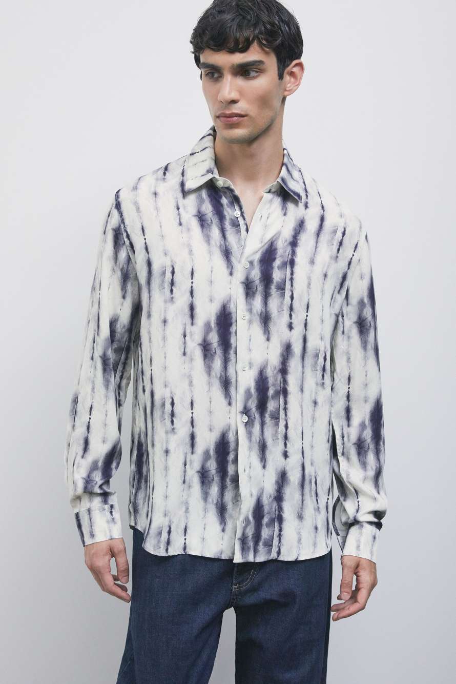 Flowing shirt with graphic viscose print, Abstract Fantasy, Patrizia Pepe