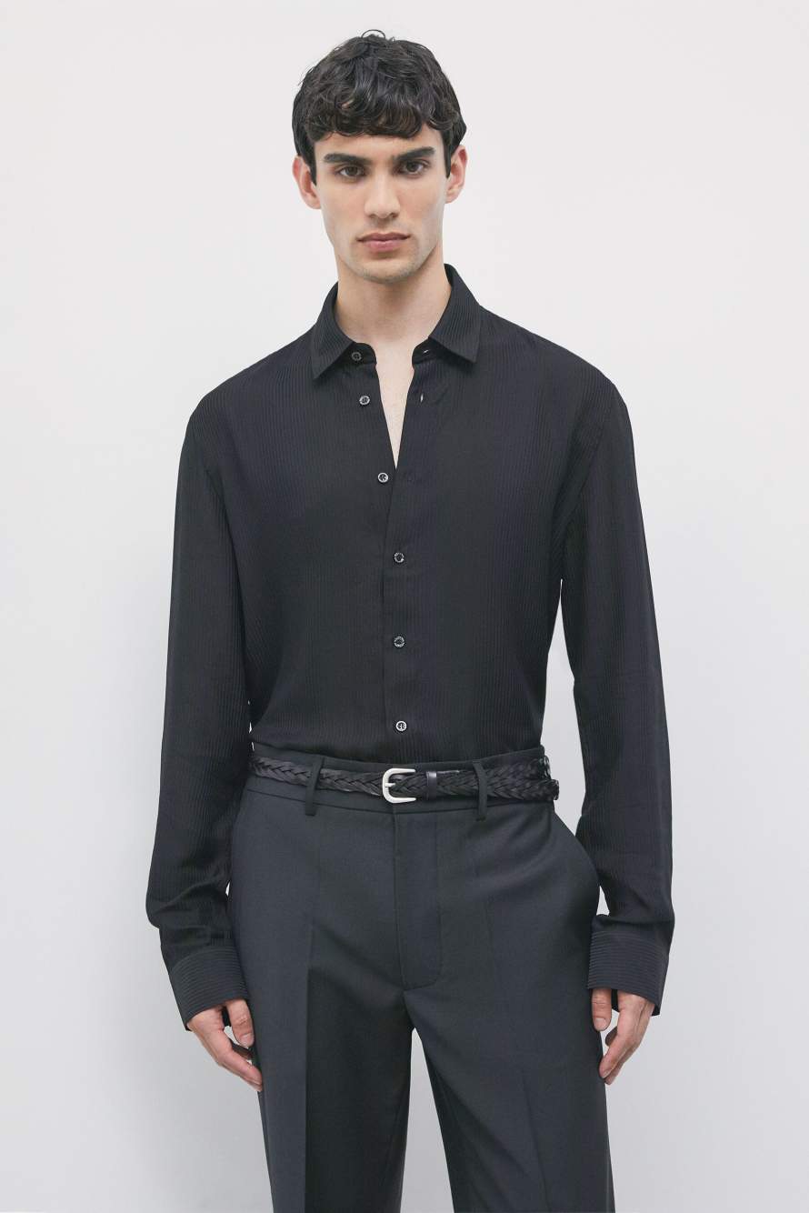 Viscose twill jacquard shirt, Black, Patrizia Pepe
