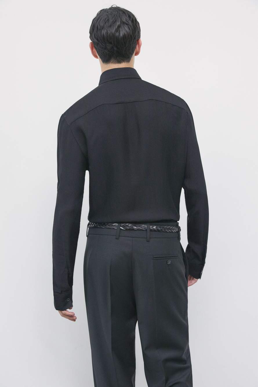 Viscose twill jacquard shirt, Black, Patrizia Pepe