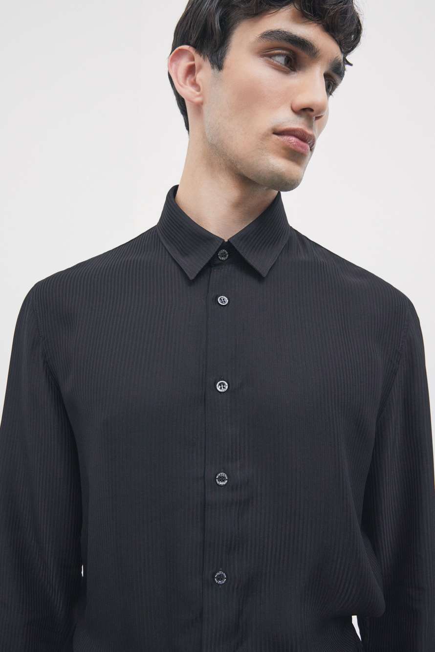 Viscose twill jacquard shirt, Black, Patrizia Pepe