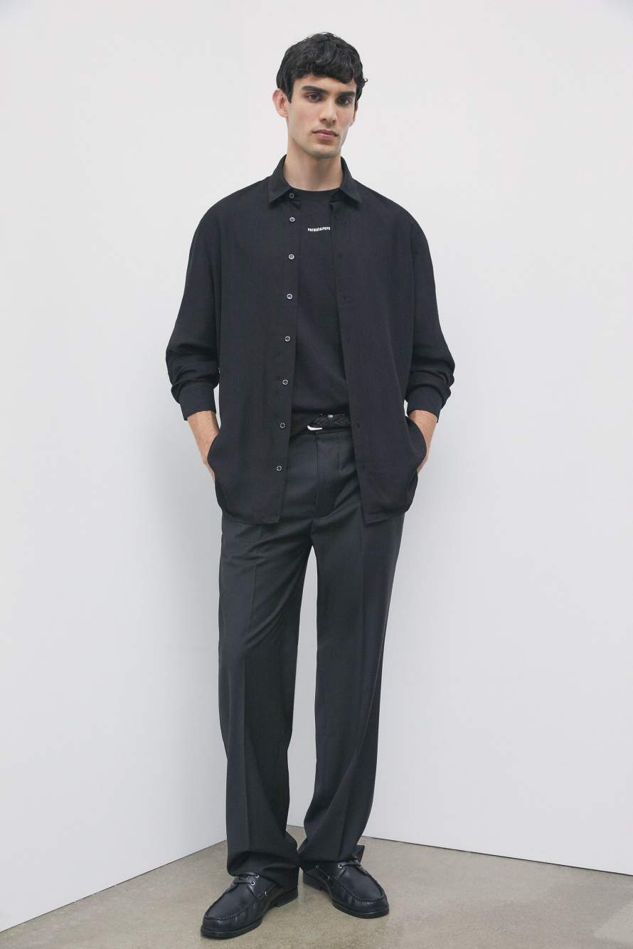 Viscose twill jacquard shirt, Black, Patrizia Pepe