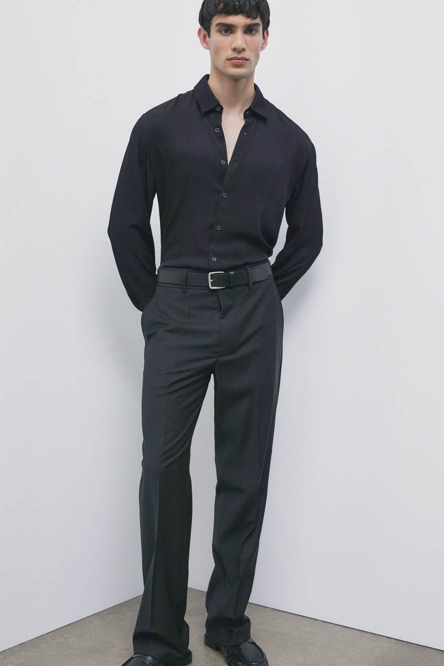 Fluid viscose-twill shirt, Black, Patrizia Pepe