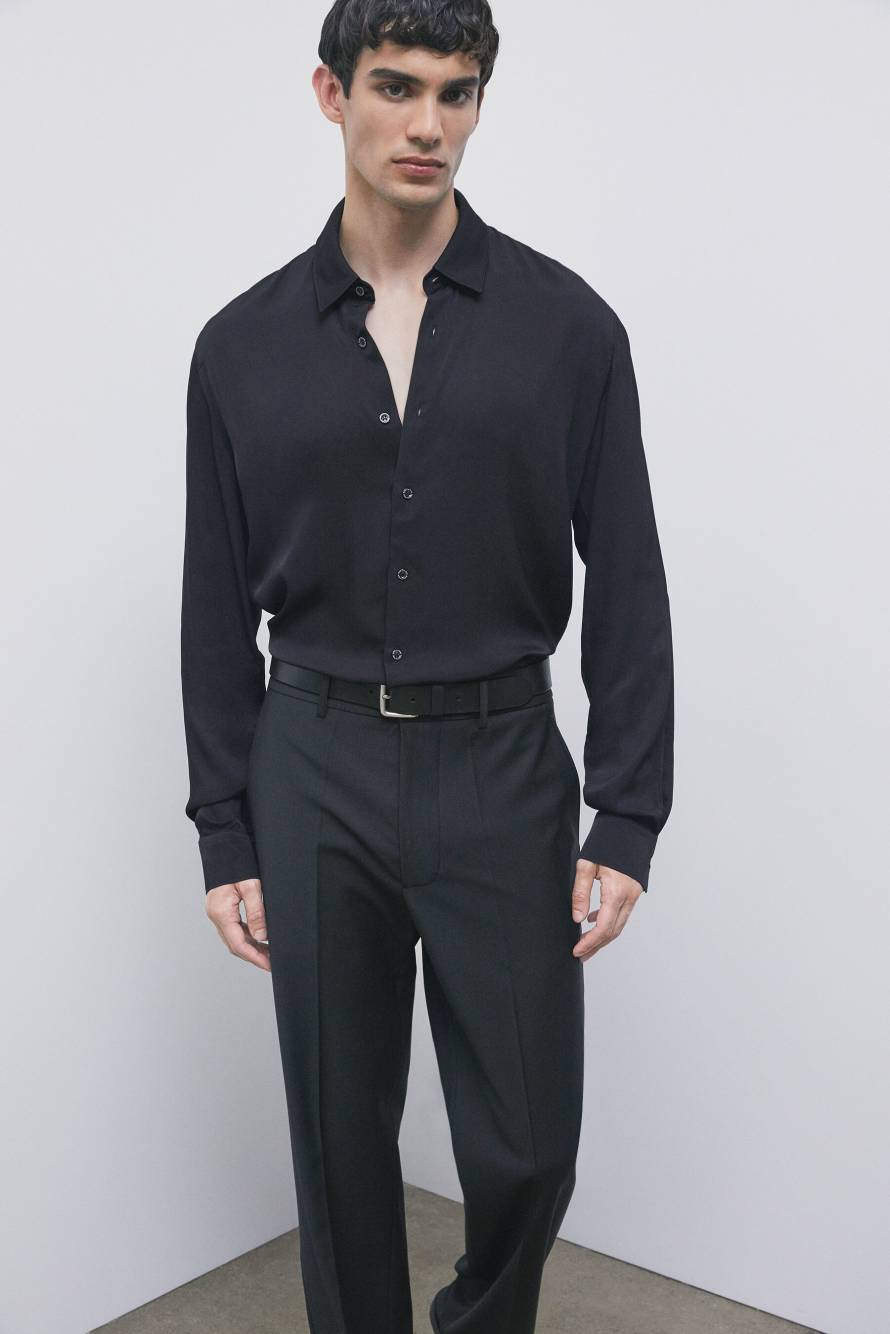 Fluid viscose-twill shirt, Black, Patrizia Pepe