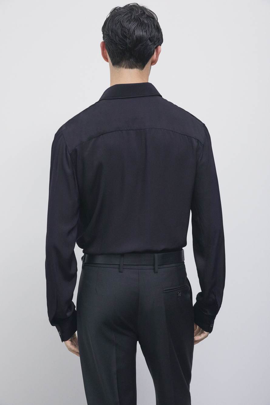 Fluid viscose-twill shirt, Black, Patrizia Pepe