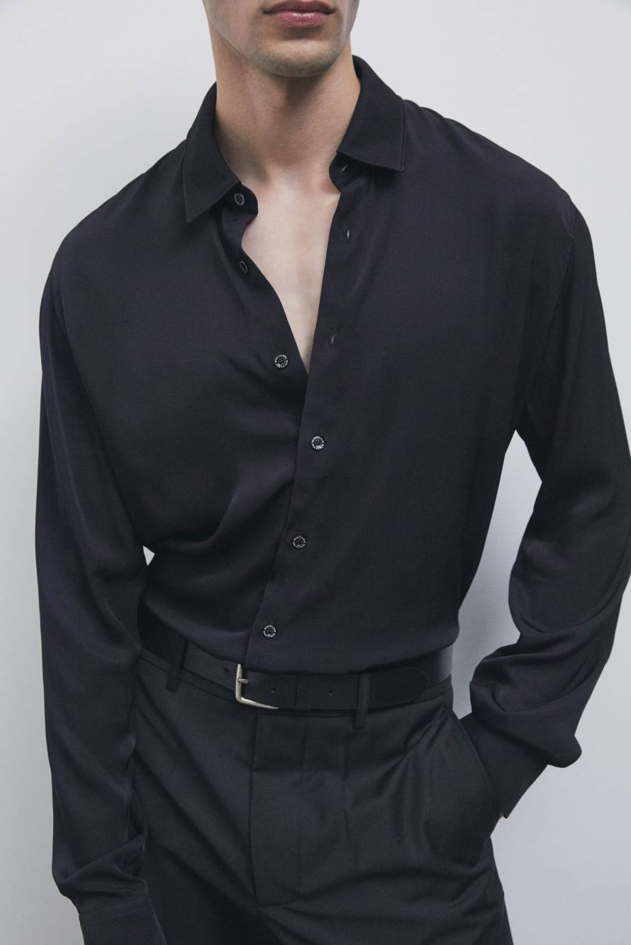 Fluid viscose-twill shirt, Black, Patrizia Pepe