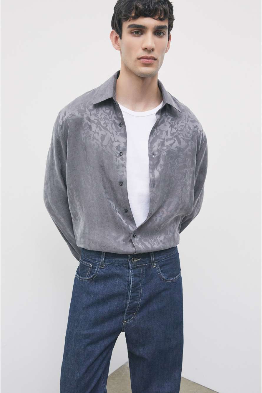 Chemise fluide en jacquard, Gris, Patrizia Pepe