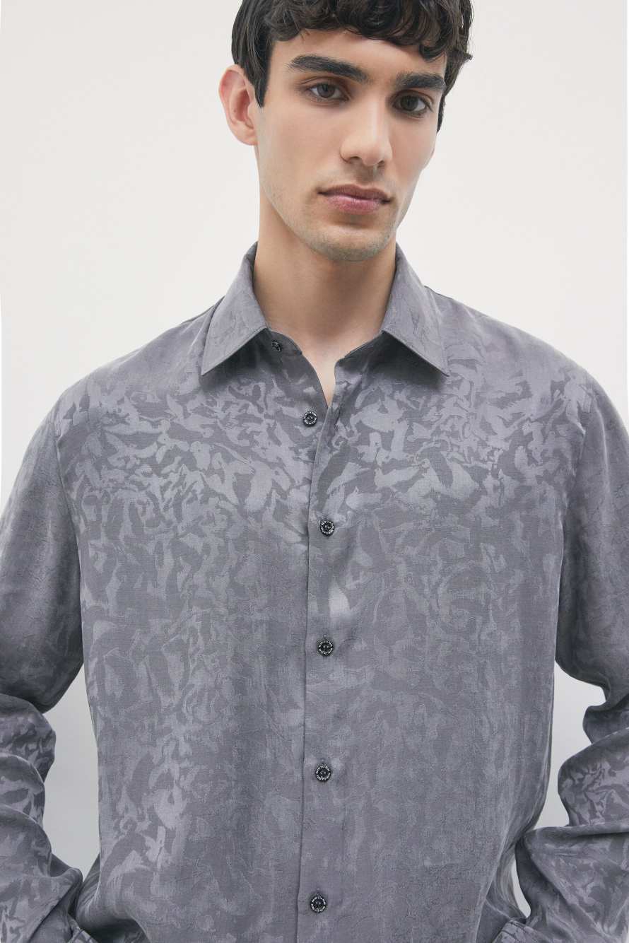 Chemise fluide en jacquard, Gris, Patrizia Pepe