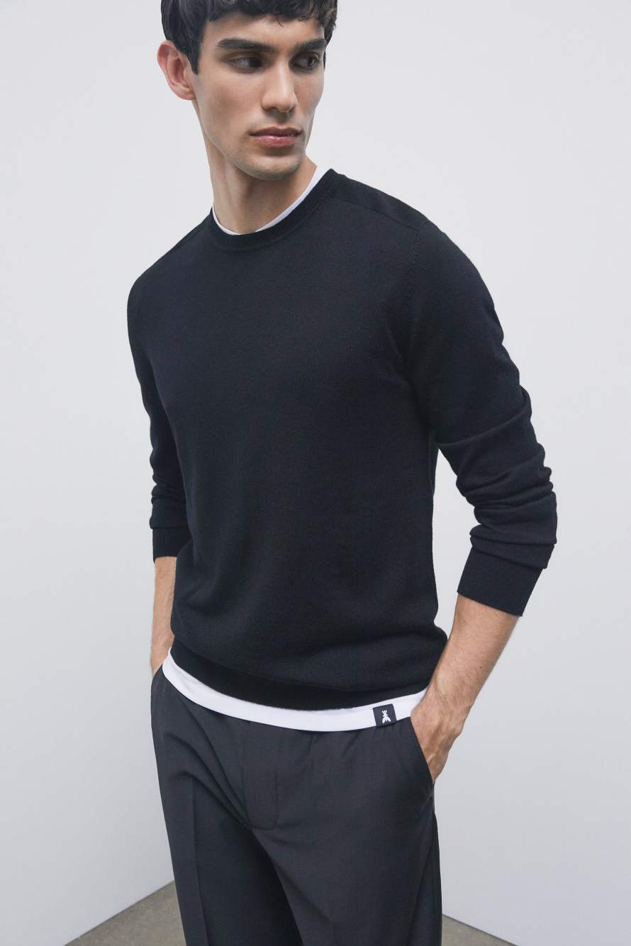 Wool crew-neck sweater, Black, Patrizia Pepe