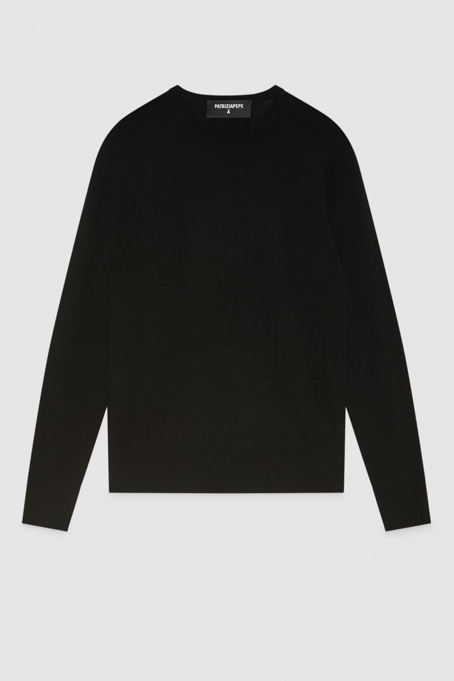 Wool crew-neck sweater, Black, Patrizia Pepe