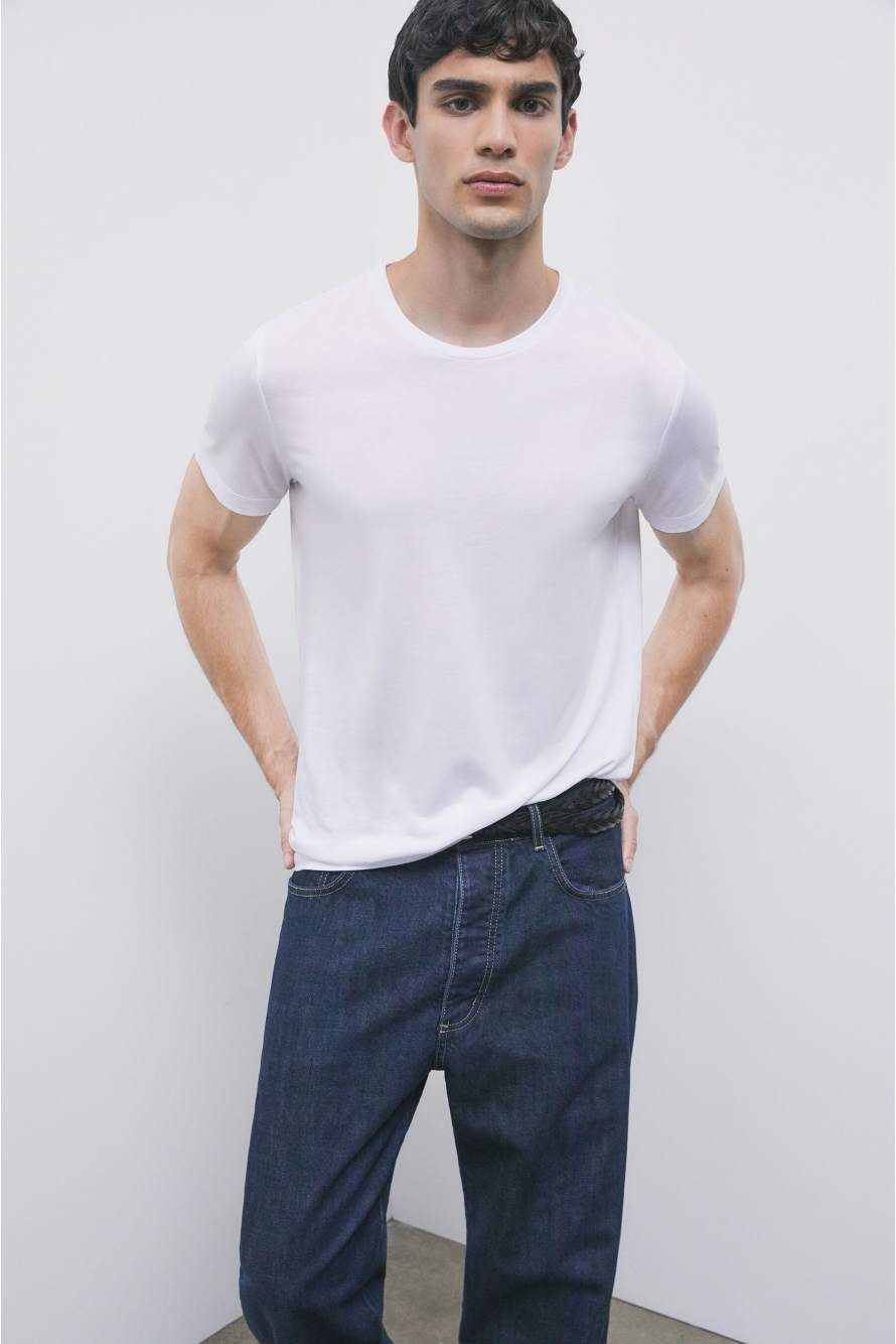 T-shirt slim en coton, Blanc, Patrizia Pepe