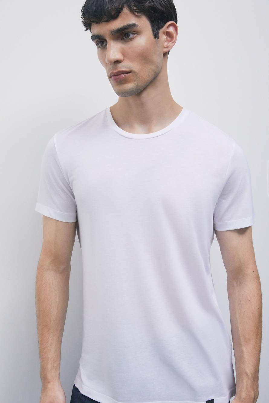 T-shirt slim en coton, Blanc, Patrizia Pepe