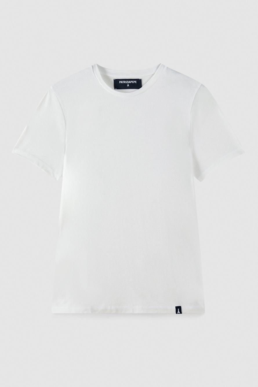 T-shirt slim en coton, Blanc, Patrizia Pepe