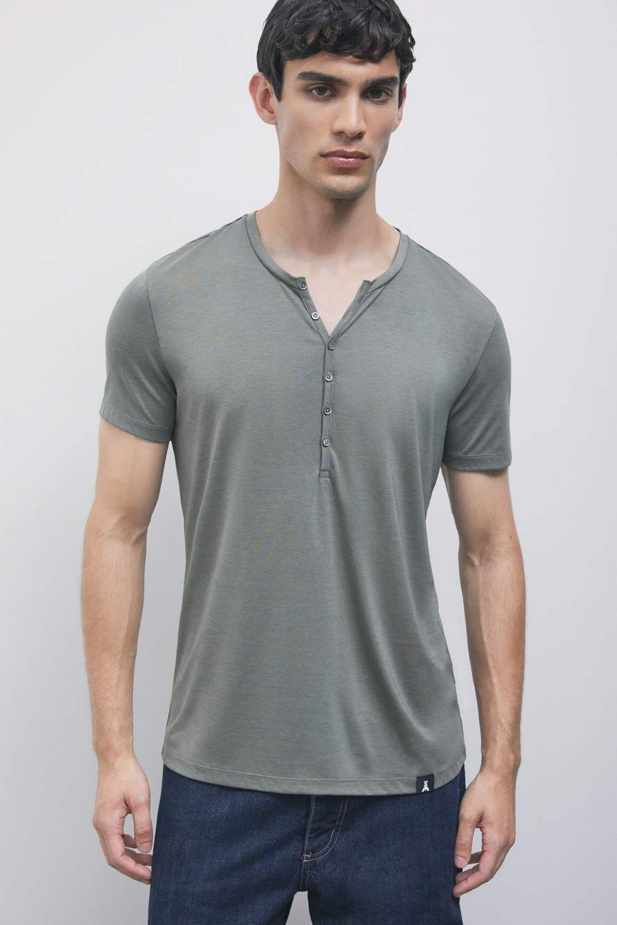 T-shirt en coton avec boutons, Vert, Patrizia Pepe