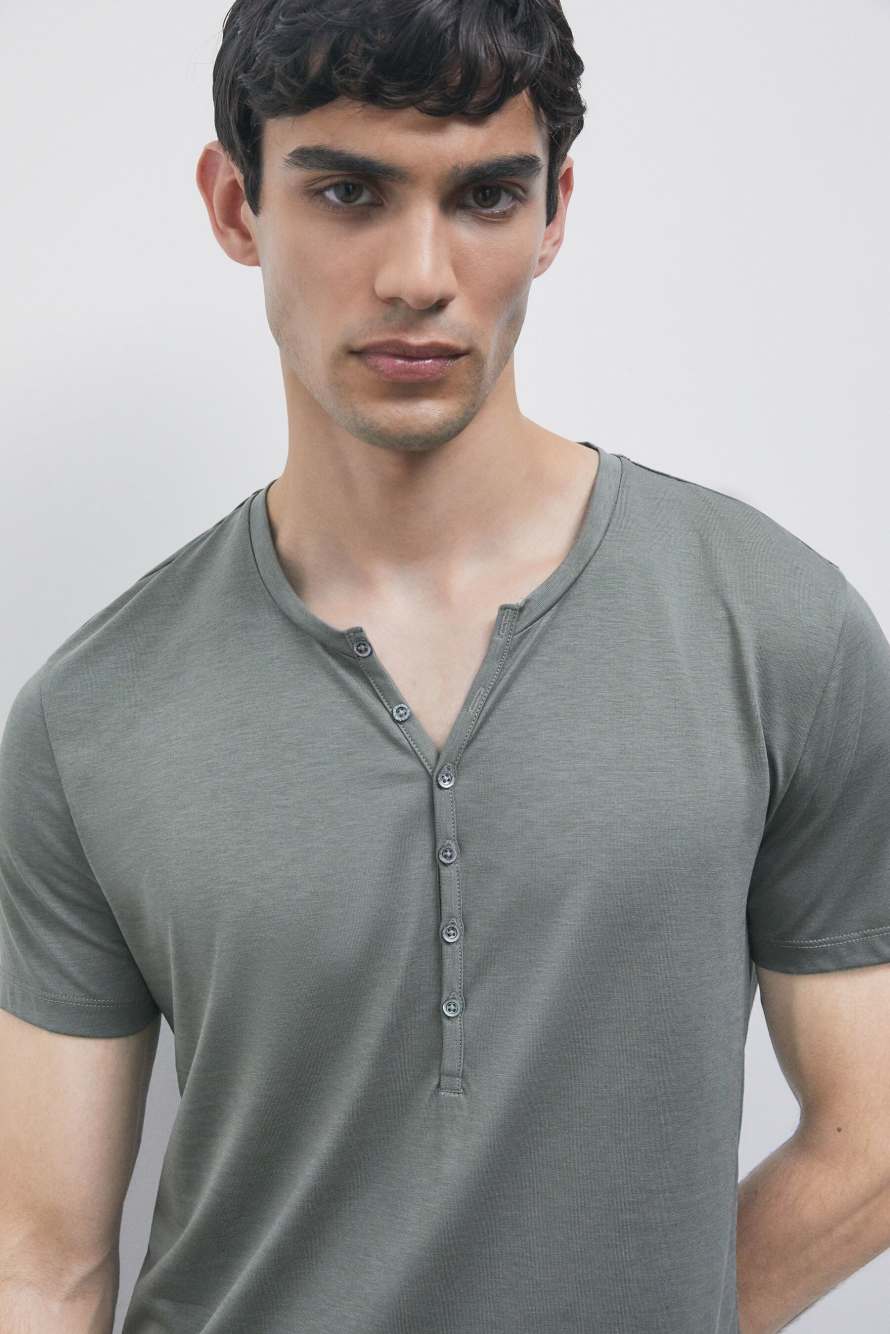 T-shirt en coton avec boutons, Vert, Patrizia Pepe