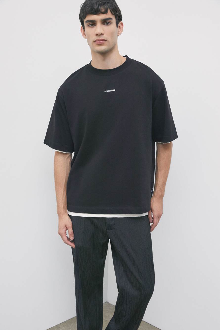 Oversized cotton t-shirt, Black, Patrizia Pepe
