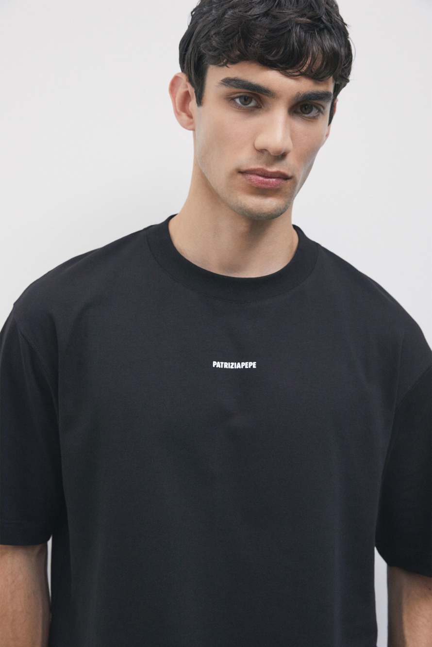 Oversized cotton t-shirt, Black, Patrizia Pepe