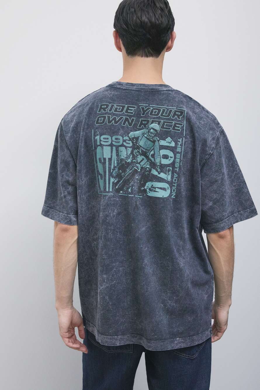 Fluid m&eacute;lange jersey T-shirt with print, Grey, Patrizia Pepe