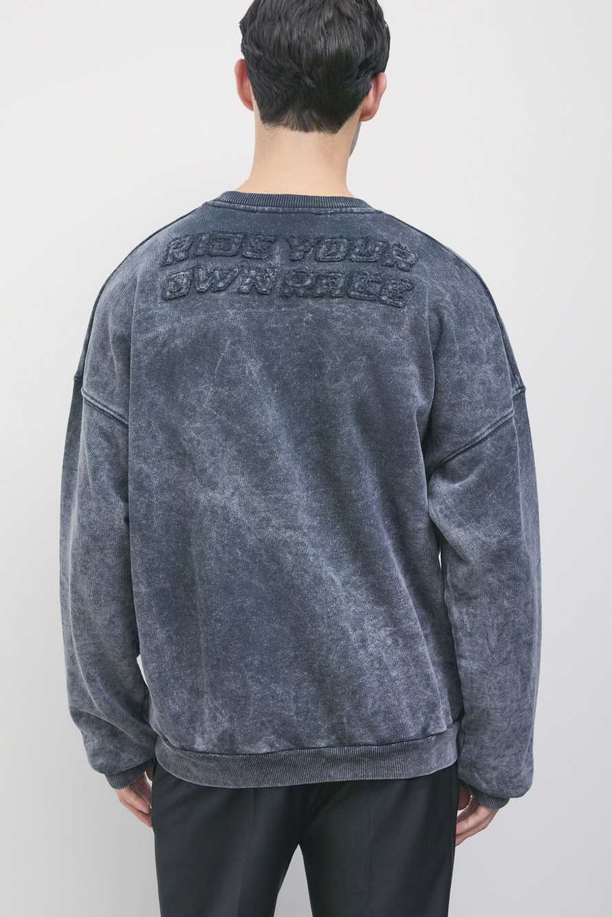 Washed-effect cotton crewneck sweatshirt, Grey, Patrizia Pepe
