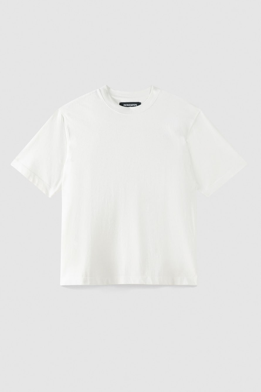 Cotton T-shirt with embroidery, White, Patrizia Pepe