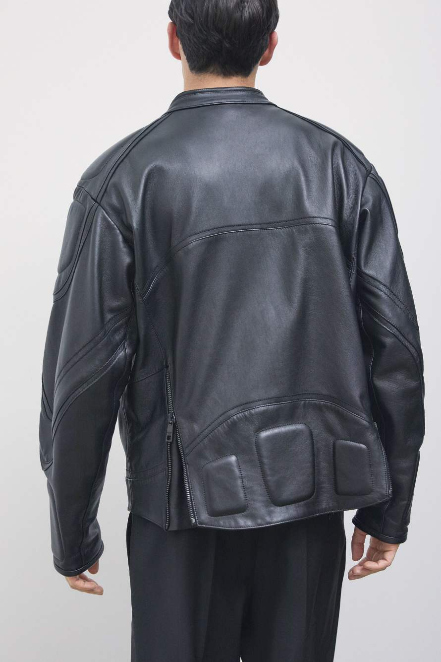 Veste biker en cuir, Noir, Patrizia Pepe